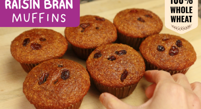 100% whole wheat raisin bran muffin recipe - soft, moist and fluffy