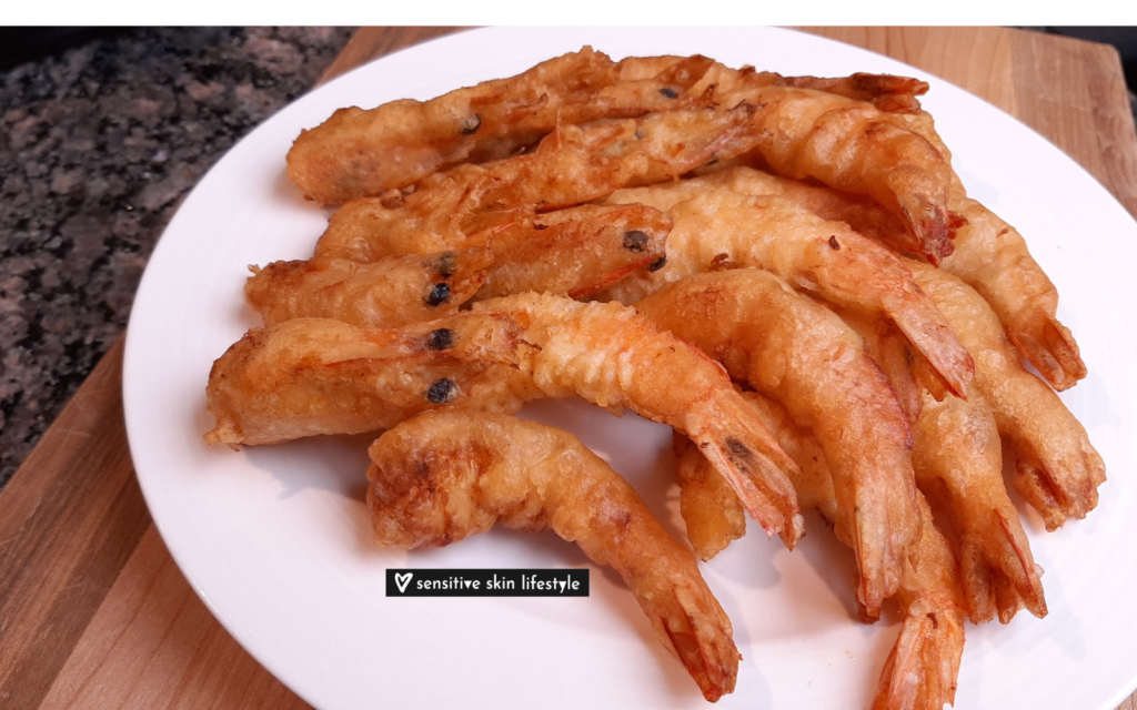 plate of shrimp and shrimp head tempura using showa batter mix