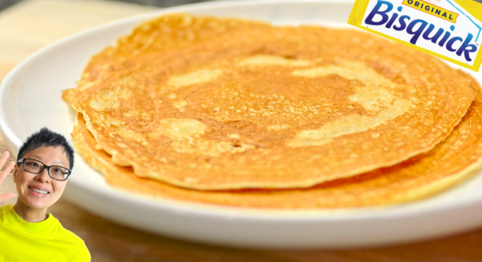 Photo of thin crepes made with a Bisquick batter by Catherine.